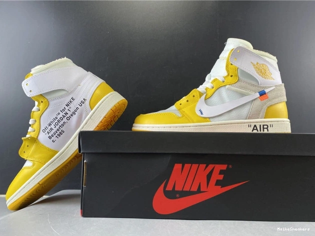 MaikeSneakers AQ0818-149 Air Yellow-Cone NRG Powder x Jordan White Dark Off-White 1 0708